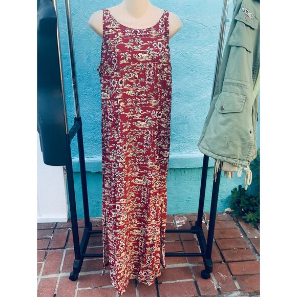 VINTAGE 70s-80s HAWAIIAN MAXIDRESS BY YOUNG HAWAII L - Picture 1 of 8